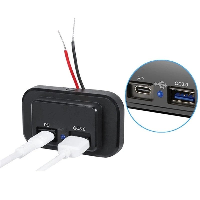 Bluejw شاحن سيارة مزدوج USB مقبس 12V/24V تركيب لوحة، 4.8A و 3.1A، محول طاقة للسيارات، RV، مخيم، كارافان - Image 2